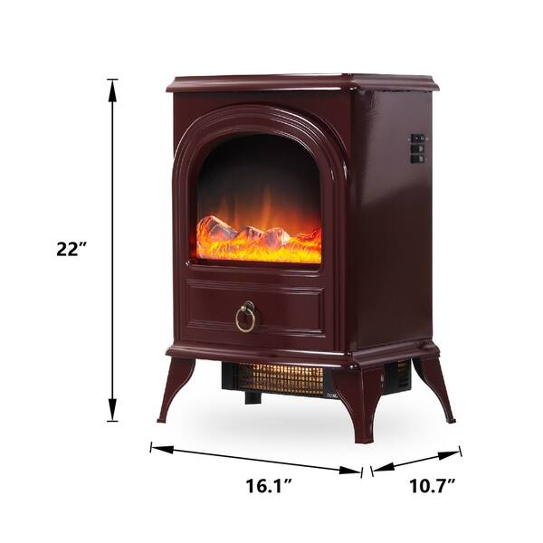 Shop Red Freestanding Electric Fireplace Heater Stove Free