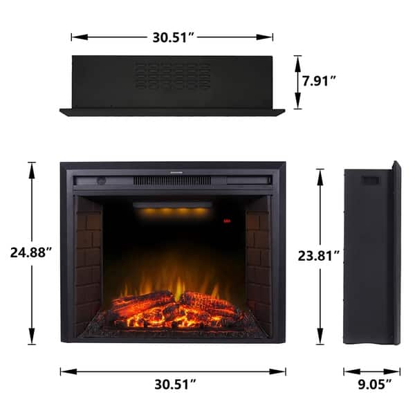 Shop 30 Inch Black Recessed Electric Fireplace Insert With Remote