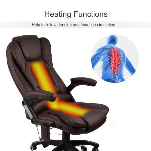 Ergonomic Pu Leather Heated Vibrating Massage Office Executive Chair Overstock 30149671