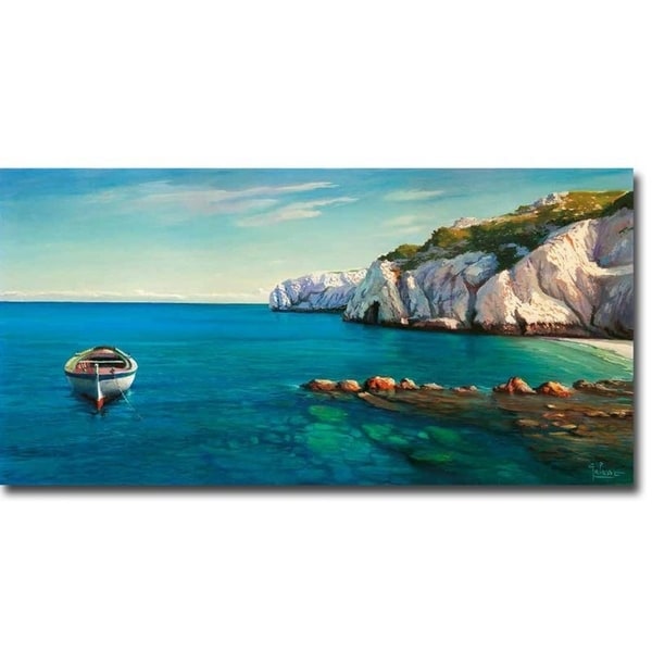 Mediterranean Cove by Adriano Galasso Gallery Wrapped Canvas Giclee Art (18 in x 36 in)
