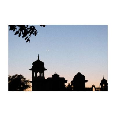 Noir Gallery Library India Sunset Moon Unframed Art Print/Poster