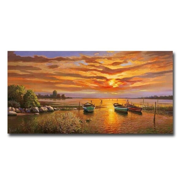 Lagoon at Sunset by Adriano Galasso Gallery Wrapped Canvas Giclee Art (18 in x 36 in)