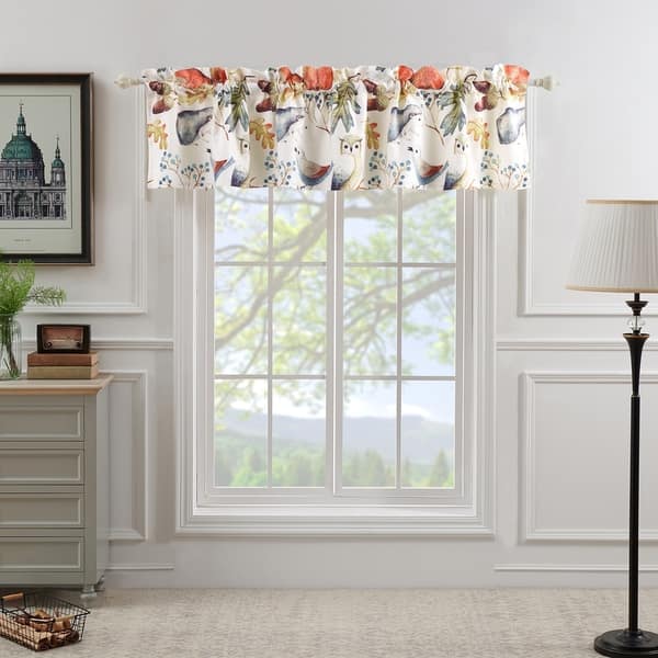 slide 4 of 4, Porch & Den Morilon Forest Wildlife Window Valance - 84x16 inches Owl