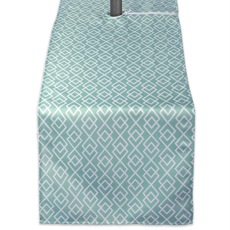 DII Patriotic Stripe Outdoor Table Runner - Aqua Diamond - 14x72" w/ Zipper