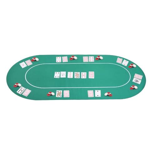 Soozier 71" x 36" 8 Player Rubber Oval Poker Table Top - Green/White