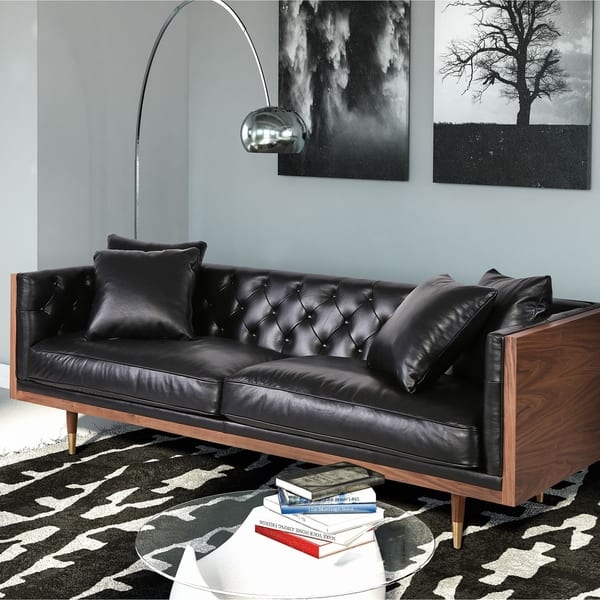 Shop Kardiel Woodrow Neo Classic Mid Century Mod 87 Sofa Aniline Leather Overstock 30154694