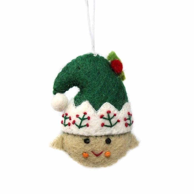 Handmade Santa and Helpers Felted Wool Christmas Ornament (Nepal) - Handmade - Wool - Elfie