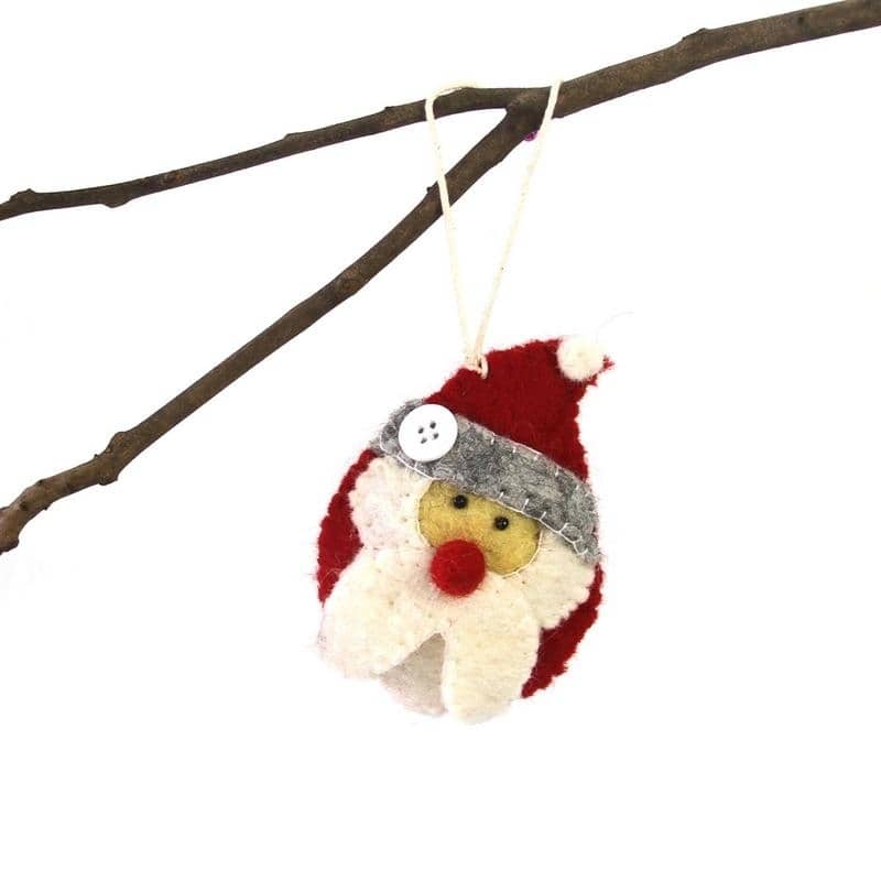 Handmade Santa and Helpers Felted Wool Christmas Ornament (Nepal) - Handmade - Wool - Santa