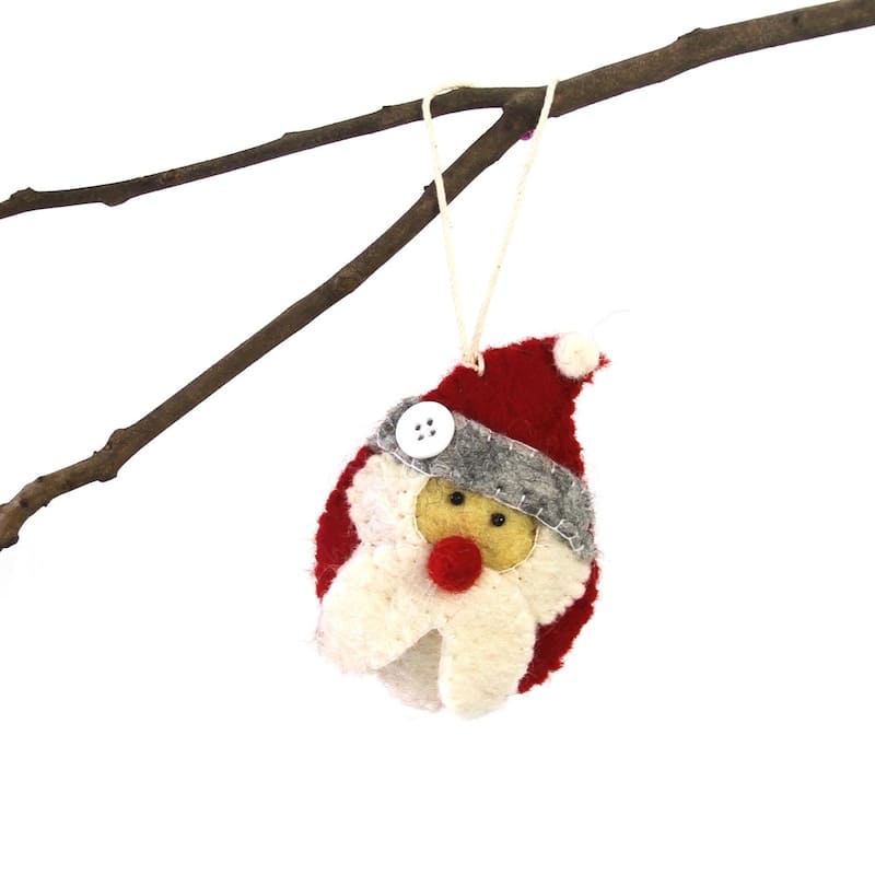 Handmade Santa and Helpers Felted Wool Christmas Ornament (Nepal)