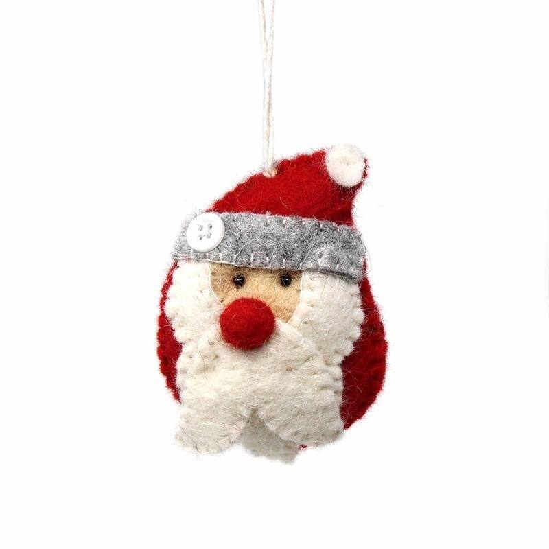Handmade Santa and Helpers Felted Wool Christmas Ornament (Nepal)