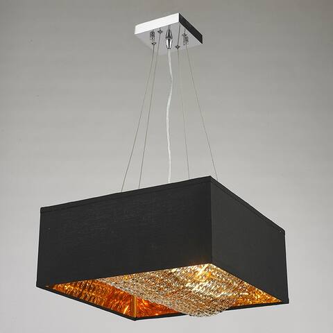 Ritz 5-Light 16 in. Matte Gold with Black Shade Pendant Light Small - Small Pendant