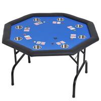 HomCom 48" 8 Player Octagonal Foldable Poker Table - Blue/Black
