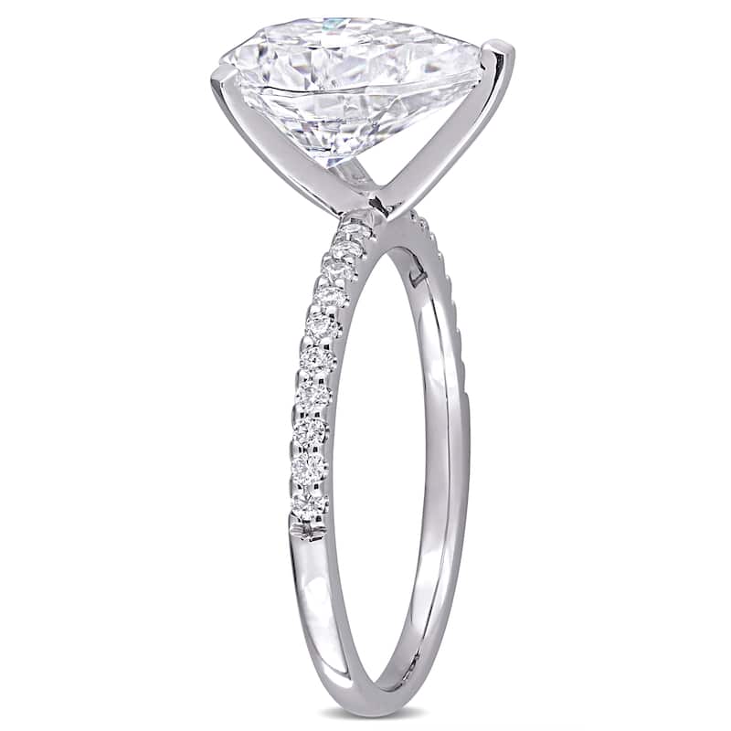 Miadora 3 1/2ct DEW Pear-cut Moissanite Solitaire Engagement Ring in 10k White Gold