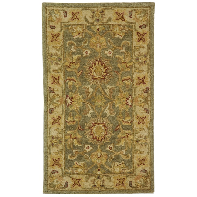 Handmade Antiquities Gem Green Wool Rug (2 X 3)