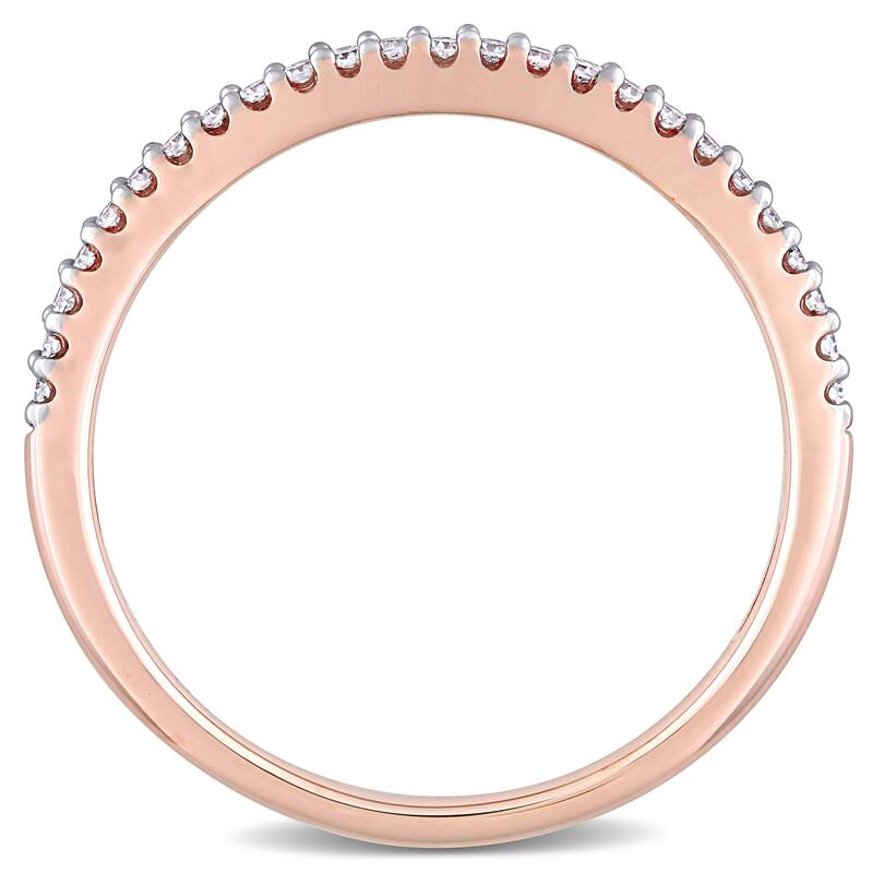 Miadora 14k Rose Gold 1/8ct TDW Diamond Stackable Semi-Eternity Wedding Band