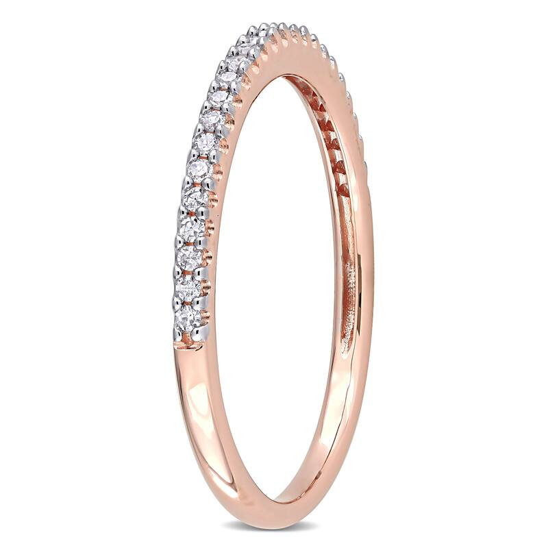 Miadora 14k Rose Gold 1/8ct TDW Diamond Stackable Semi-Eternity Wedding Band