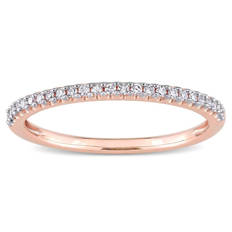 Miadora 14k Rose Gold 1/8ct TDW Diamond Stackable Semi-Eternity Wedding Band