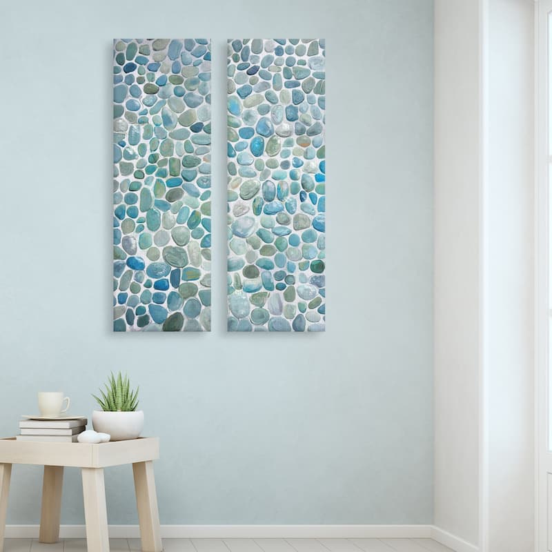 Mosaic Blues Panel I & II by Studio Arts Set of Canvas Art Prints - 12x36x2
