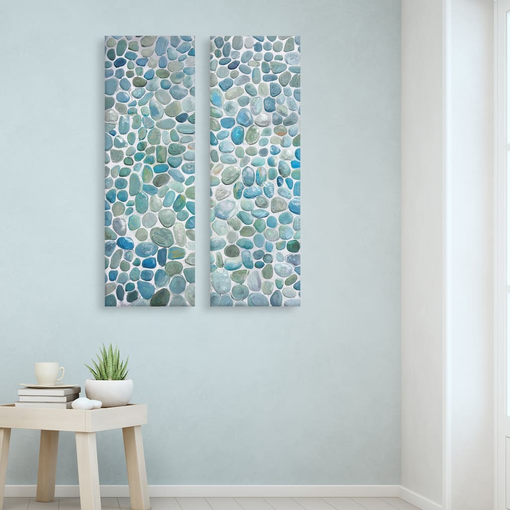 Mosaic Blues Panel I & II by Studio Arts Set of Canvas Art Prints - 12x36x2