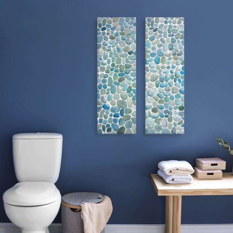 Mosaic Blues Panel I & II by Studio Arts Set of Canvas Art Prints - 12x36x2