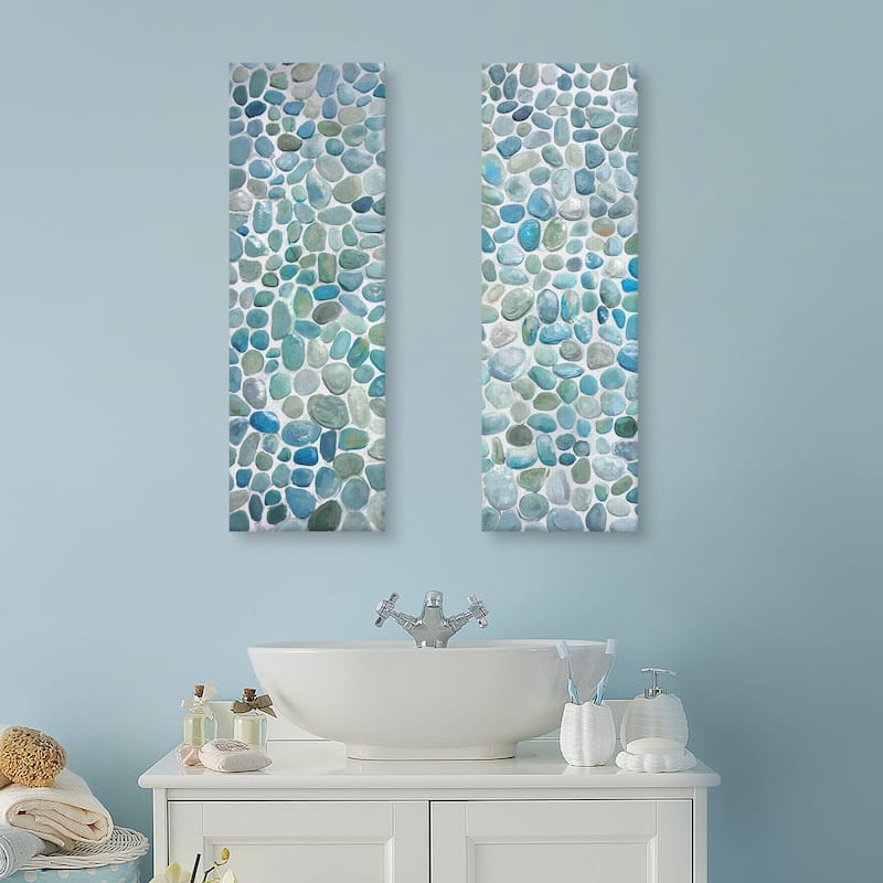 Mosaic Blues Panel I & II by Studio Arts Set of Canvas Art Prints - 12x36x2