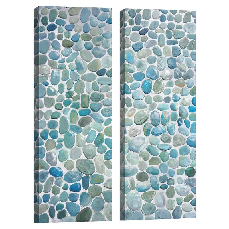 Mosaic Blues Panel I & II by Studio Arts Set of Canvas Art Prints - 12x36x2