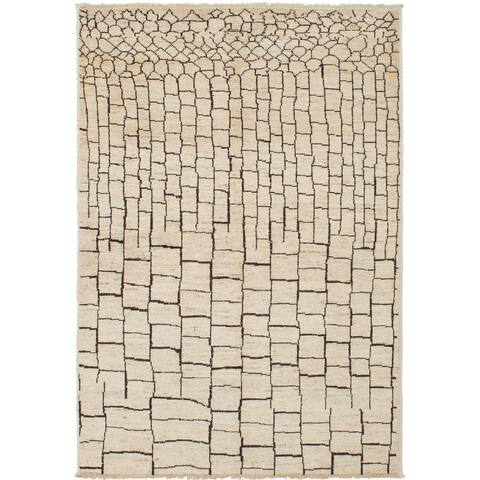 Hand-knotted Tangier Cream Wool Rug