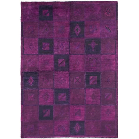 Hand-knotted Vibrance Burgundy, Magenta Wool Rug
