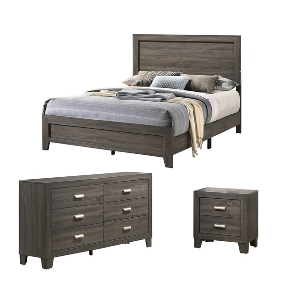 Best Quality Furniture Anastasia 3-Piece Solid Grey Bedroom Set