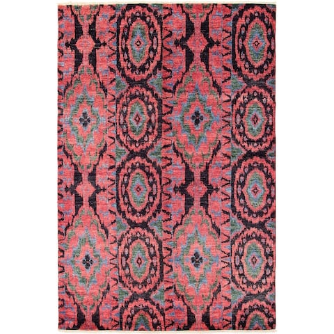 Hand-knotted Shalimar Pink Wool Rug