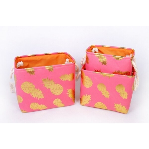 Linden Home Storage Bin Pineapple Red/Gold 3PCs