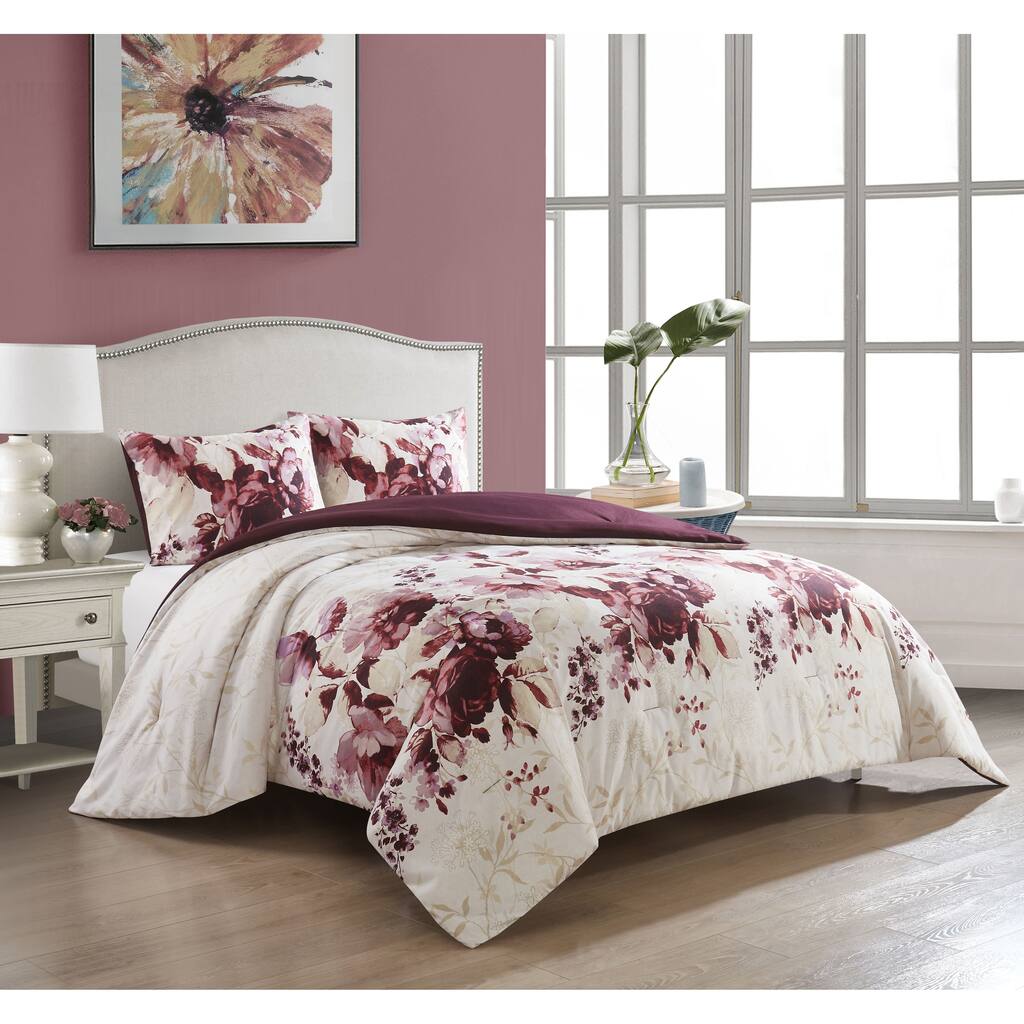 Porch & Den Wapato 3-Piece Reversible Floral Comforter Set