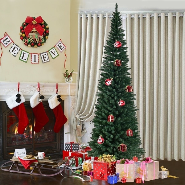 PVC Artificial Christmas Pencil Tree Slim with Stand Holiday Decor. Opens flyout.