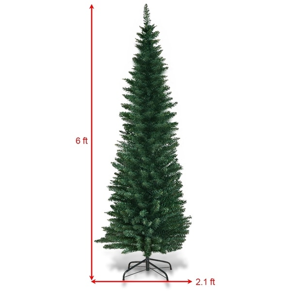 PVC Artificial Christmas Pencil Tree Slim with Stand Holiday Decor