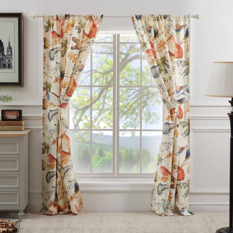 Porch & Den Morilon Forest Wildlife Window Curtain Panels (Set of 2)