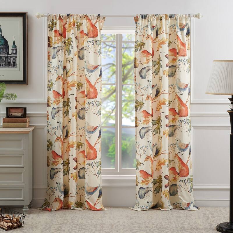 Porch & Den Morilon Forest Wildlife Window Curtain Panels (Set of 2)