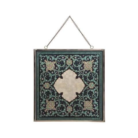 Eldi Oriental Handcrafted Tempered Glass Wall Accessory by Christopher Knight Home - 0.25" D x 12.00" W x 12.00" H