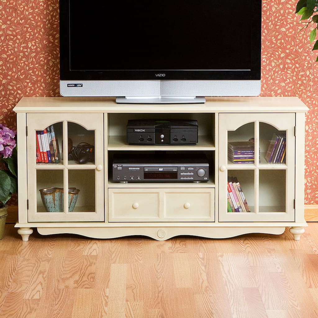 SEI Furniture Medallion Antique White TV Console