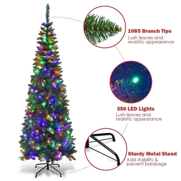 Shop Pre Lit Pvc Artificial Pencil Christmas Tree Colorful Light With Stand On Sale Overstock 30179246