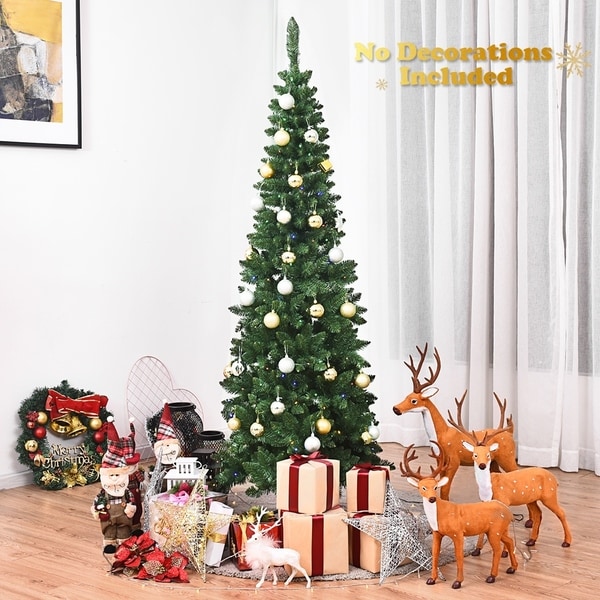 Pre-Lit PVC Artificial Pencil Christmas Tree Colorful Light with Stand. Opens flyout.
