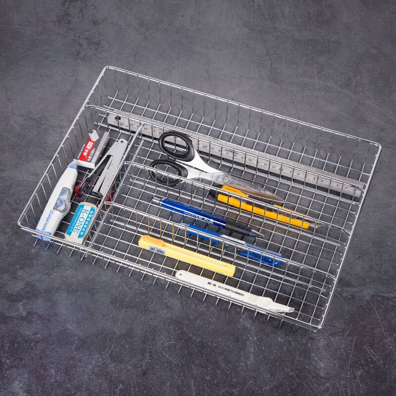 Creative Home Deluxe 5 Compartments Chrome Finished Cutlery Tray - 14.3" x 10.2" x 1.8"