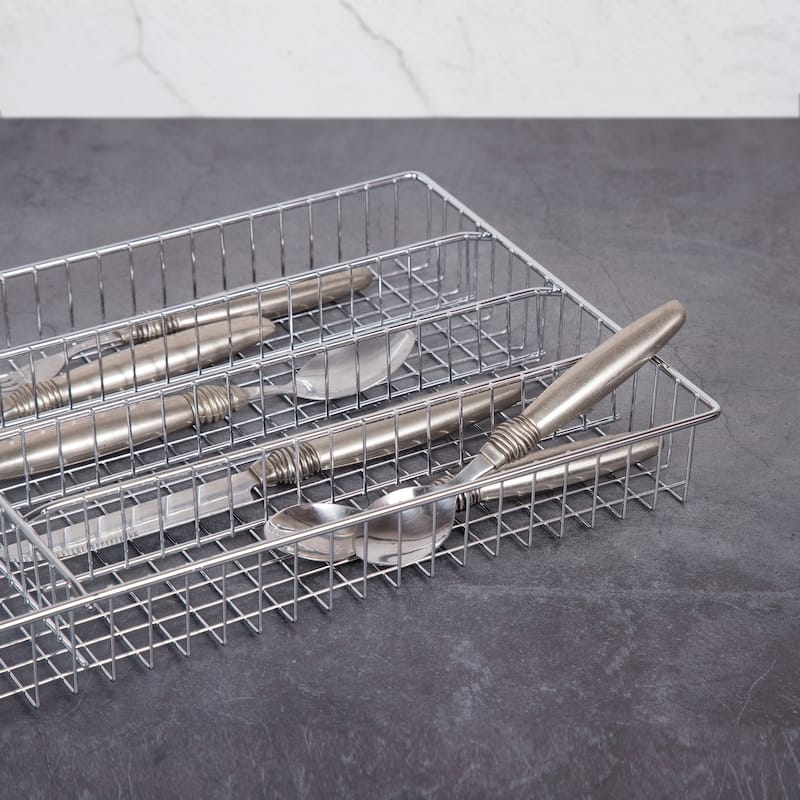 Creative Home Deluxe 5 Compartments Chrome Finished Cutlery Tray - 14.3" x 10.2" x 1.8"