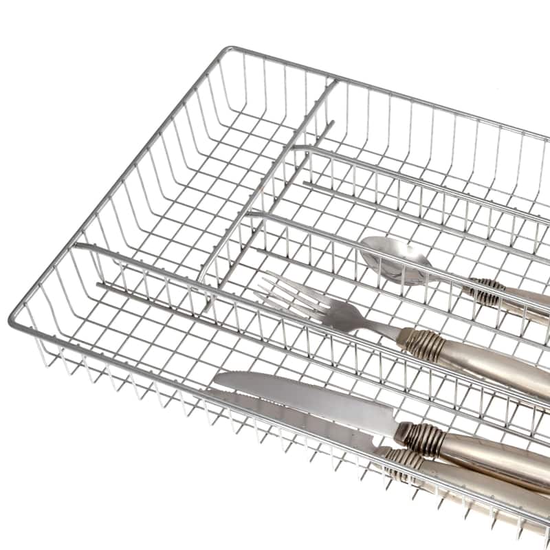 Creative Home Deluxe 5 Compartments Chrome Finished Cutlery Tray - 14.3" x 10.2" x 1.8"