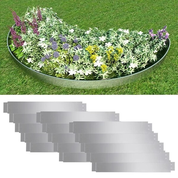 Set of 15 Flexible Lawn Fence Galvanized Steel 39.4" x 5.9"