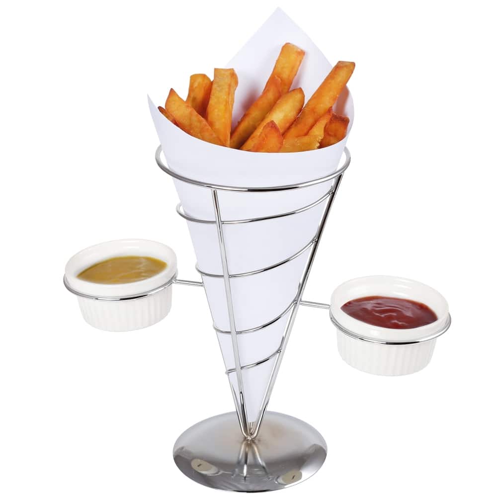 Creative Home Chrome Works French Fry Holder Set with Chrome Finish