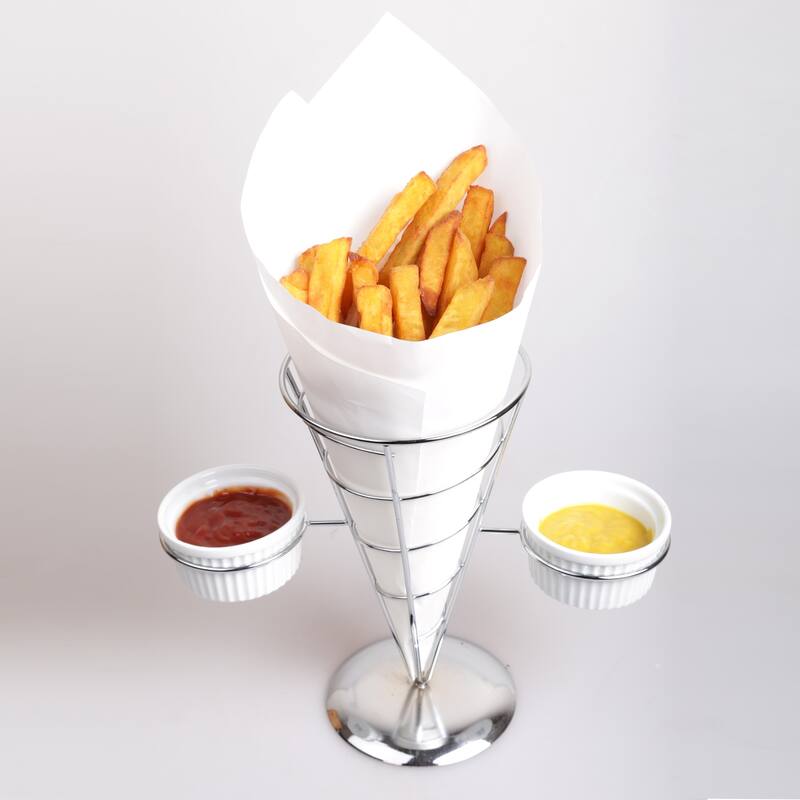 Creative Home Chrome Works French Fry Holder Set with Chrome Finish