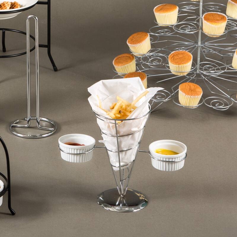 Creative Home Chrome Works French Fry Holder Set with Chrome Finish