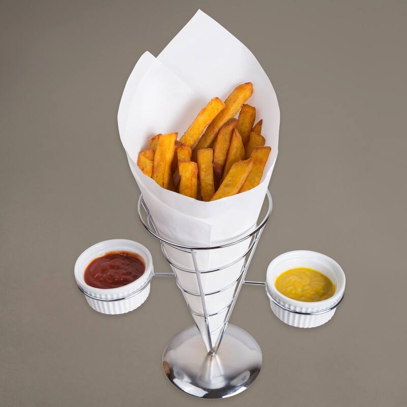 Creative Home Chrome Works French Fry Holder Set with Chrome Finish