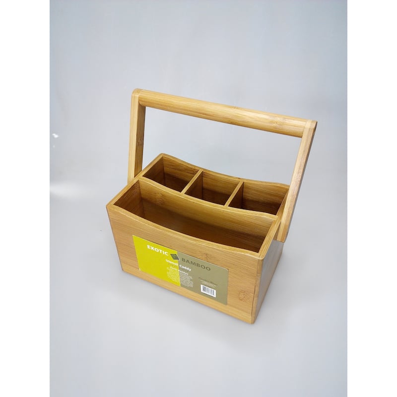 Creative Home Bamboo Utensil Caddy with Handle - N/A