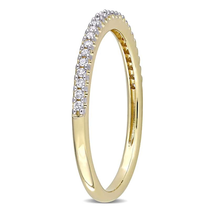 Miadora 14k Yellow Gold 1/8ct TDW Diamond Stackable Semi-Eternity Wedding Band